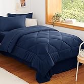 CozyLux Twin Comforter Set with Sheets Navy Blue - 5 Pieces Bed in a Bag Twin, All Season Bed Set for Girls and Boys, Bedding Set with Down Alternative Comforter, Sheets, Pillowcase & Sham