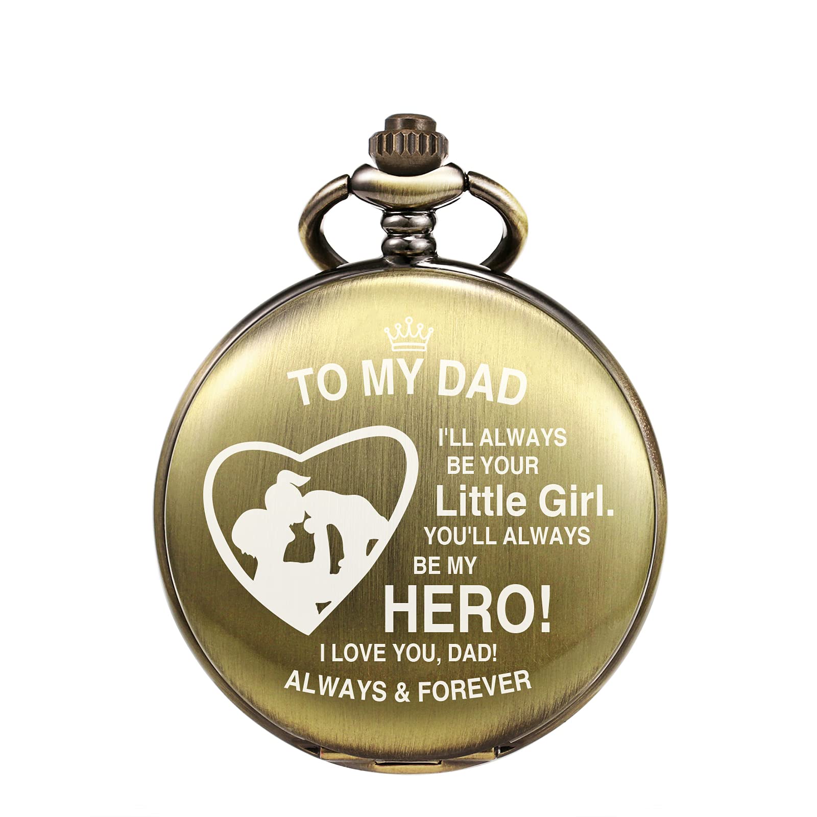 TREEWETO Mens Engraved Bronze Pocket Watch Gifts for Dad from Daughter - to My Dad Father Daddy Papa for Birthday Fathers Day Wedding