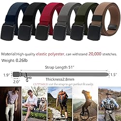 LionVII Men's Elastic Stretch Belt, Canvas Web Belt
