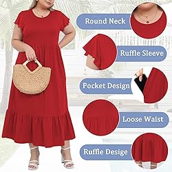 Moon Wood Women's 2025 Plus Size Casual Dress Crew