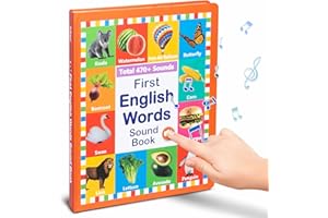 Arnbz 2025 New My First English Words Sound Book Toy, English Learning Talking Book, 470+ Words, 21 Themes, Press to Learn Phonics, Interactive Educational Books for 3 Year Olds A