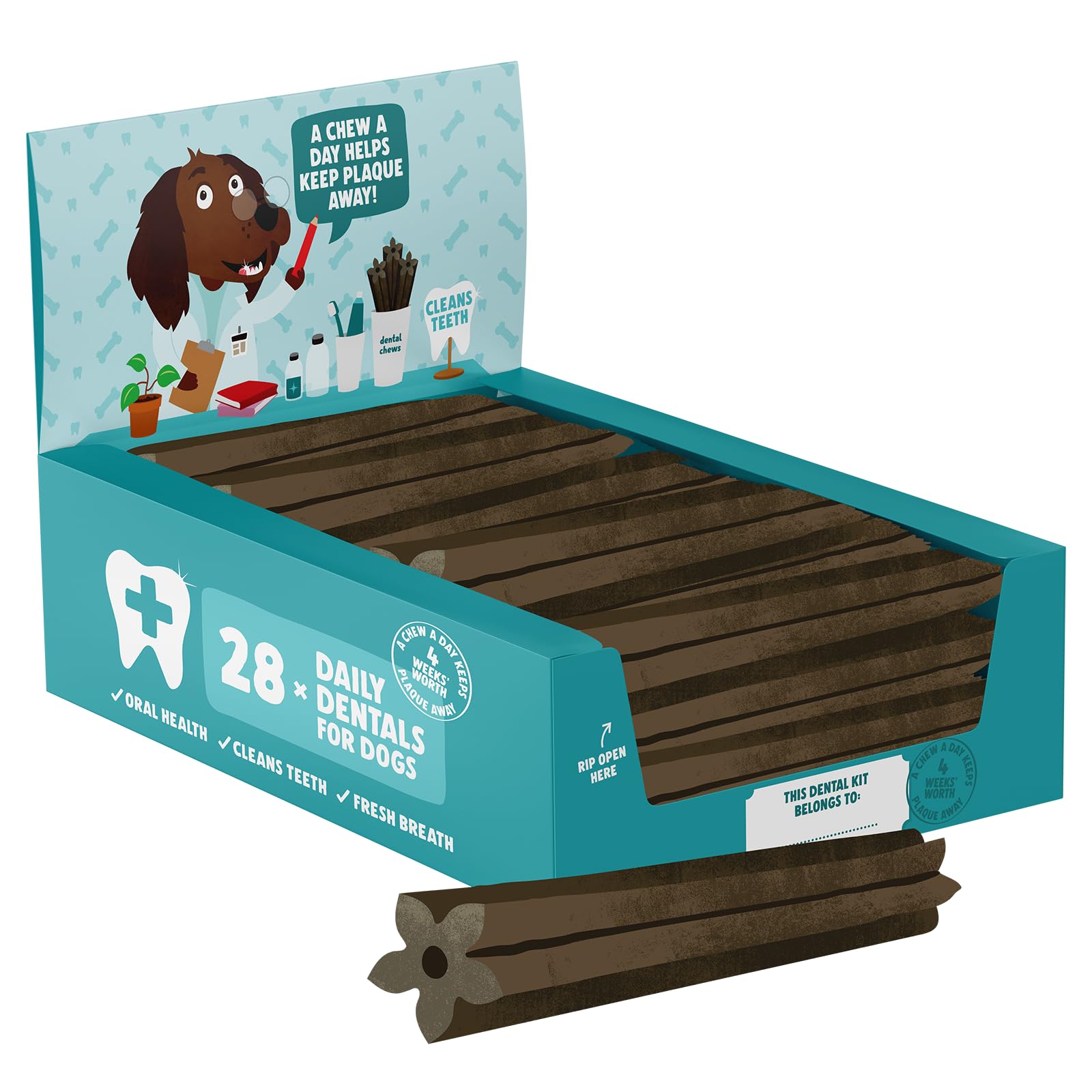 Denzel's Dog Dental Sticks - for Medium Dogs - Chicken & Peppermint (Pack of 28)