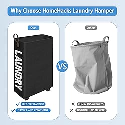 HomeHacks Rolling Slim Laundry Hamper Collapsible