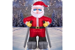 AIGNC 7FT Inflatable Santa Claus Decoration for Christmas, Blow Up Self Inflatables Skiing Santa with Ski Ploe Lighted Decor LED Buit in for Xmas Party Indoor, Outdoor, Garden, Lawn Winter Decor.