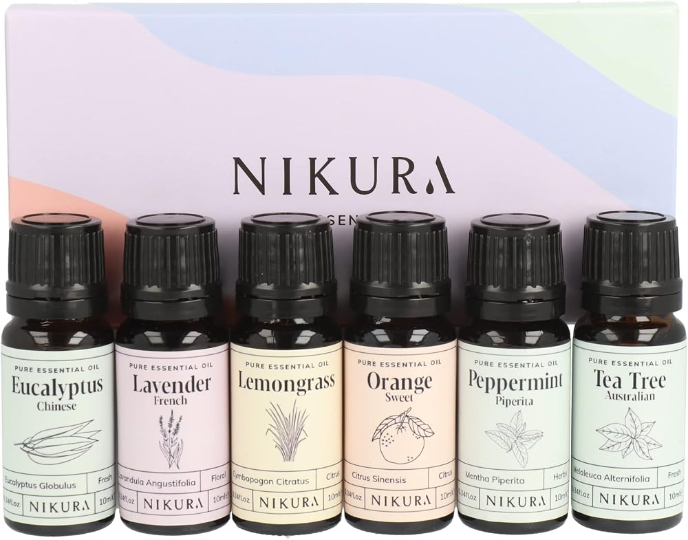 nikura Starter Kit Essential Oil Gift Set 6 x 10ml Eucalyptus Lavender