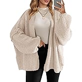 Saodimallsu Womens Oversized Cardigan Sweaters Open Front Chunky Knit Casual Long Lantern Sleeve Fall Sweater Coats