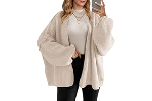 Saodimallsu Womens Oversized Cardigan Sweaters Open Front Chunky Knit Casual Long Lantern Sleeve Fall Sweater Coats