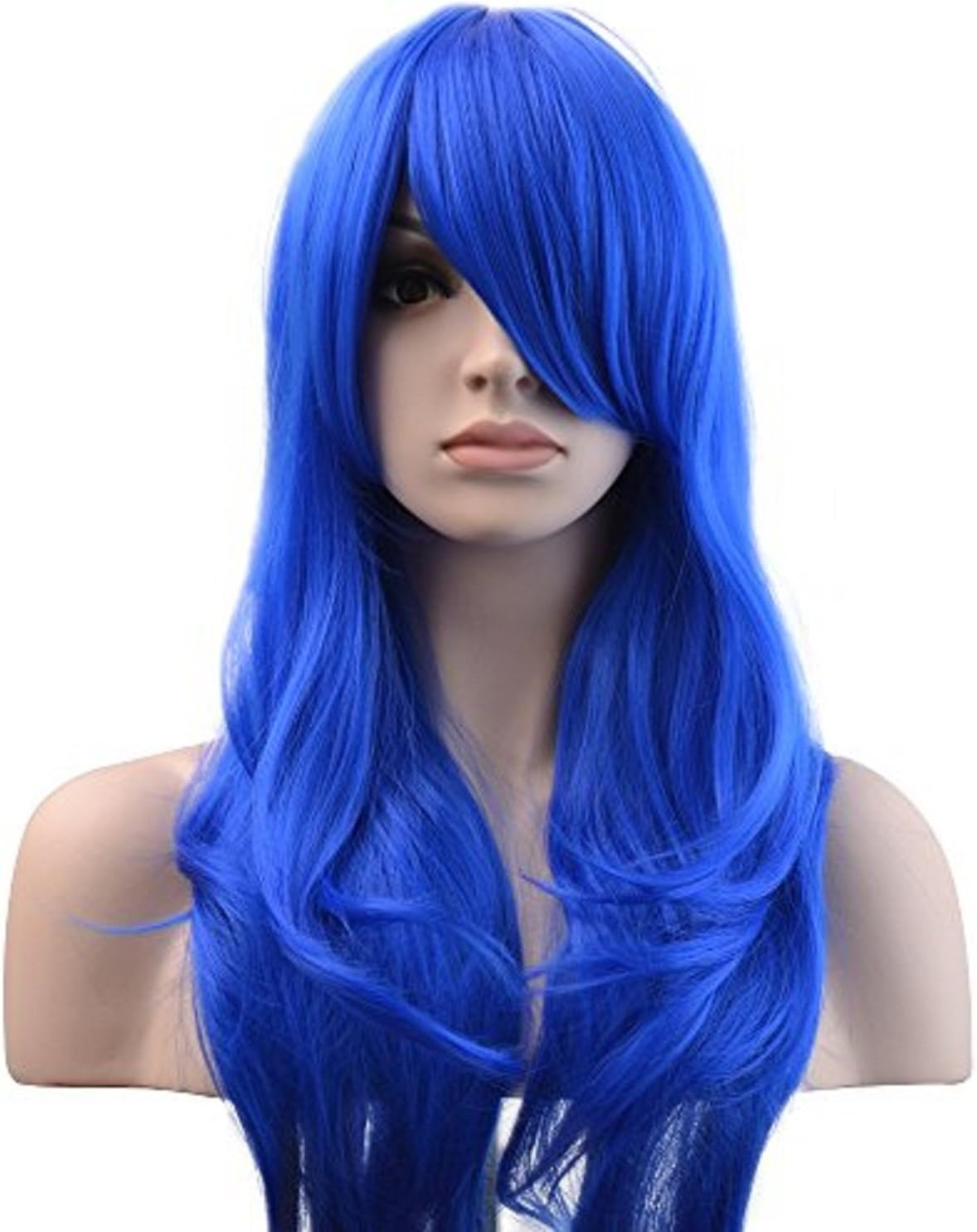 YOPO 28" Wig Long Big Wavy Hair Women Cosplay Party Costume Wig(BLue)