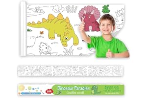 VAMOTTO Large Size Coloring Paper Roll for Kids, Toddler Drawing Paper Roll,DIY Sticky Wall Painting Color Filling Paper,Creative Early Educational Toys for Toddlers 120 * 15 Inch (Dinosaur)