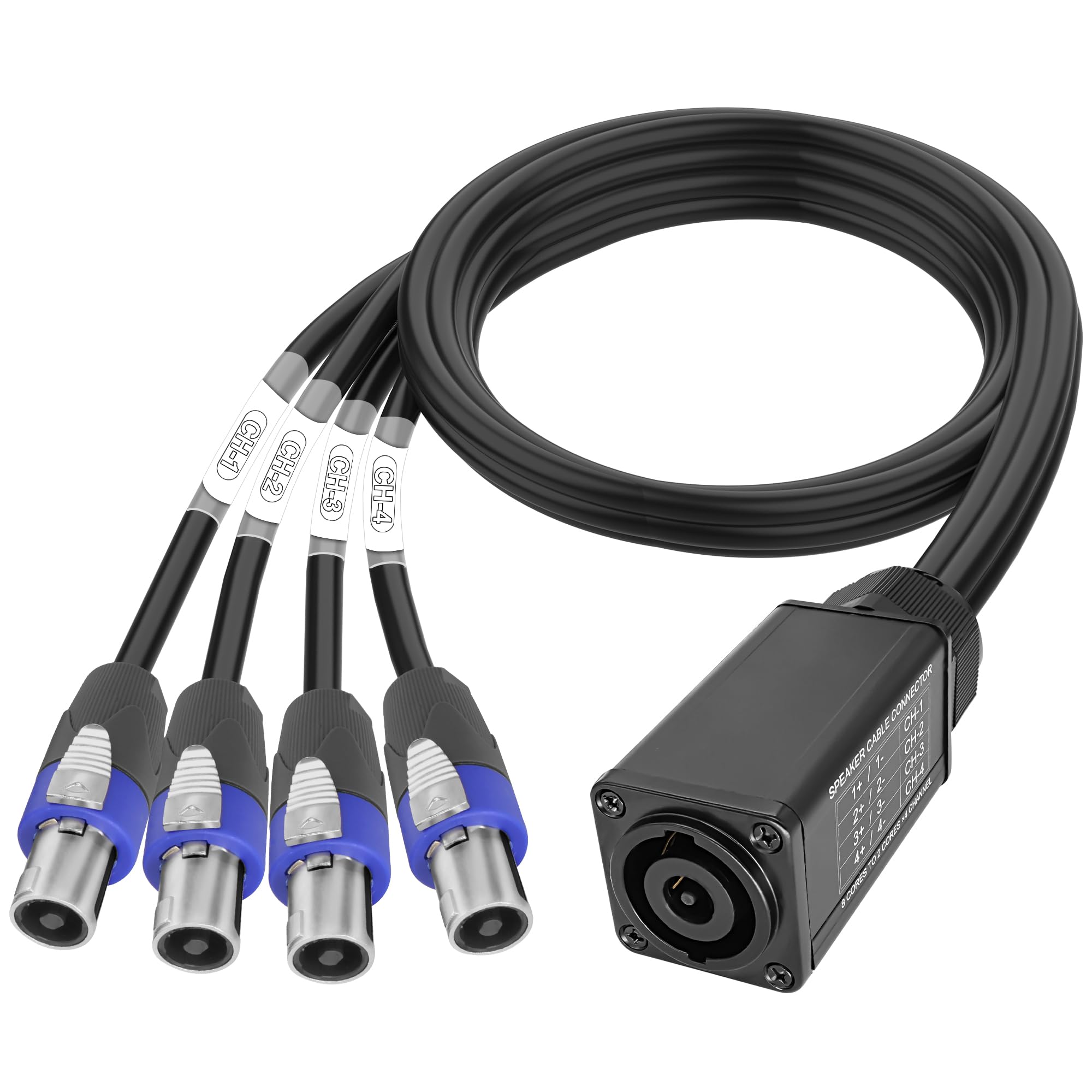 XMSJSIY Speakon Audio Snake Cable Speakon 8 Core to 2 Core x 4 Channel Speaker Connector Extension Wire with Twist Lock for NL8FC NL8FX NLT8X NL4FC NL4FX - 1M/3.28FT (Female to Male)