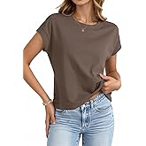UNCLECAT Womens Crop Tops Cap Sleeve Cropped T Shirts Crewneck Loose Fit Short Sleeves Tees Summer Fashion Clothes