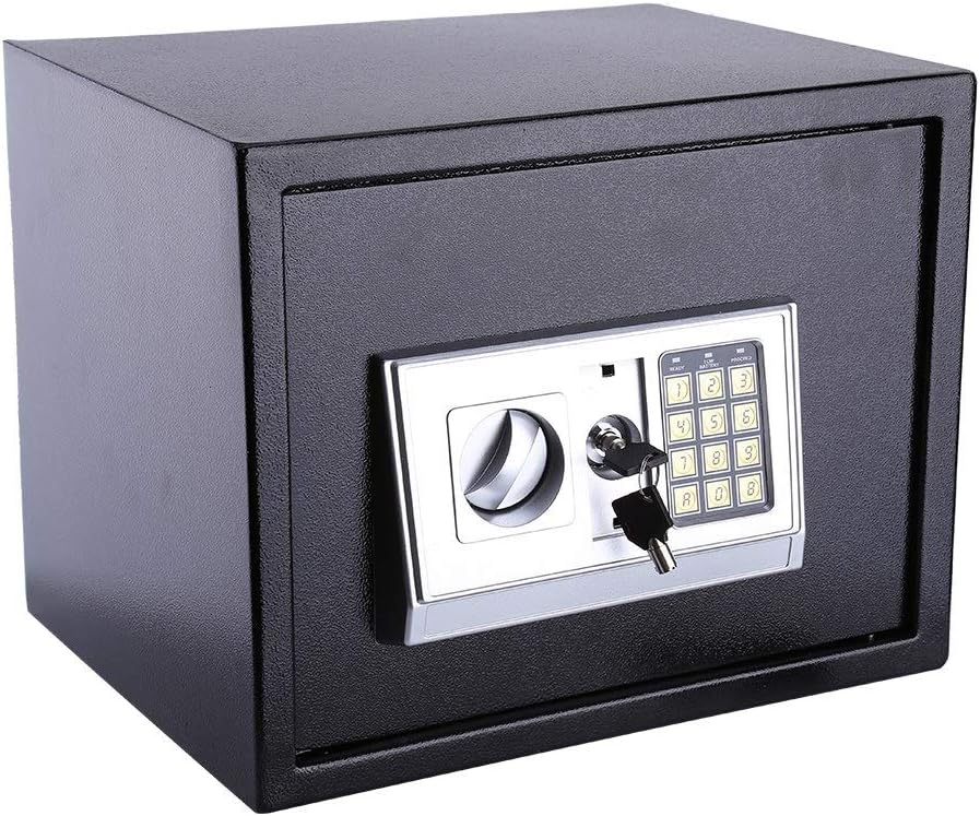 Electronic Safe Cash Box, Electronic Safe, Cash Box, Home Safe, Lock Box, Digital Safe, Steel Security Box with Two Keys PIN Number Code for Office or Home Use, Wall or Floor Mounted (20L)