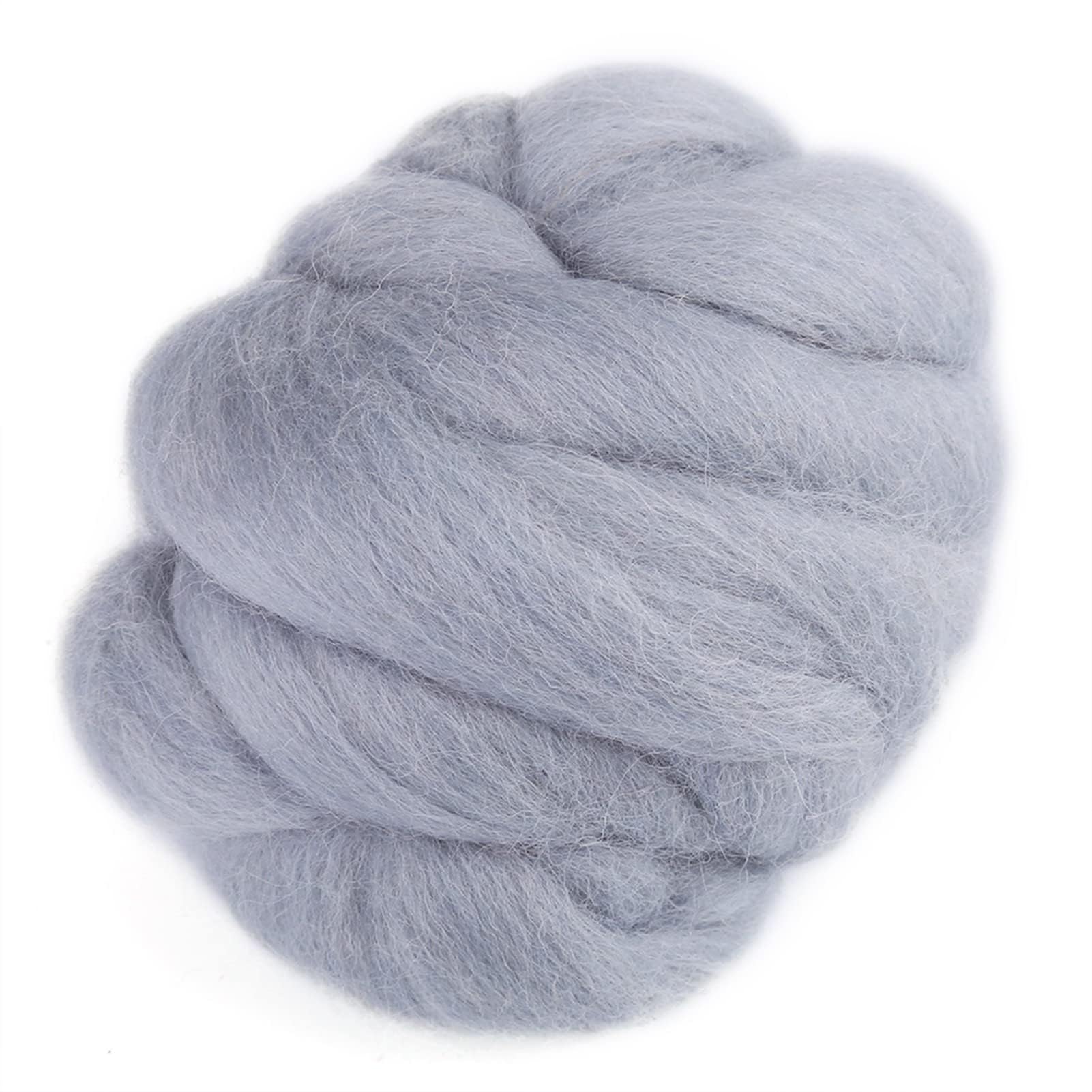 Hztyyier 55 g Ball of Chunky Wool Felting Wool Fibre Yarn Roving for Needle Felting DIY Material (Grey) โ image 1