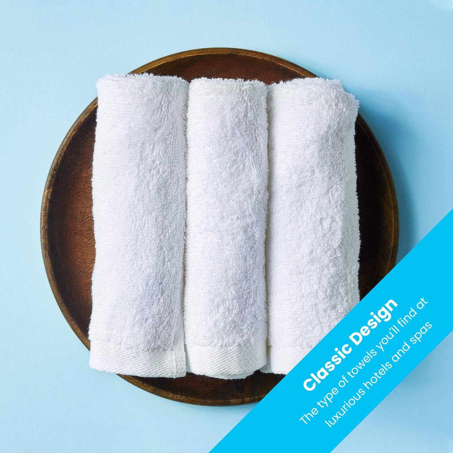 Zeppoli Wash Cloth Towels by Royal, 60-Pack, 100% Natural Cotton, 12 x 12, Soft and Absorbent, Machine Washable, White (60-Pack): Home & Kitchen