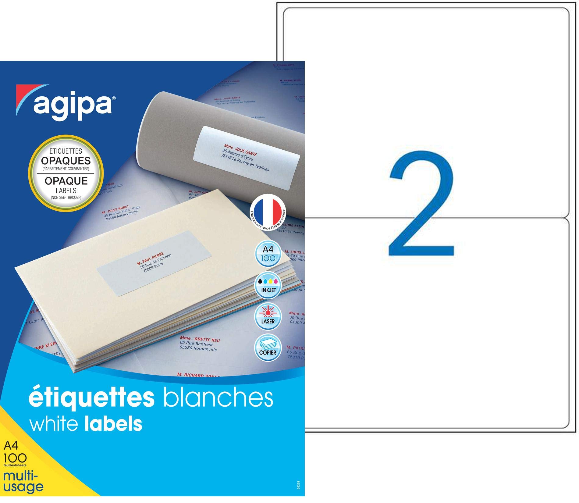agipa 102419 199.6 x 143.5 mm Opaque Shipping Labels