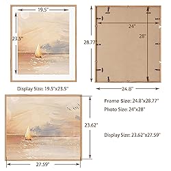 24x28 Picture Frame, Solid Oak Wood Frame 24 by