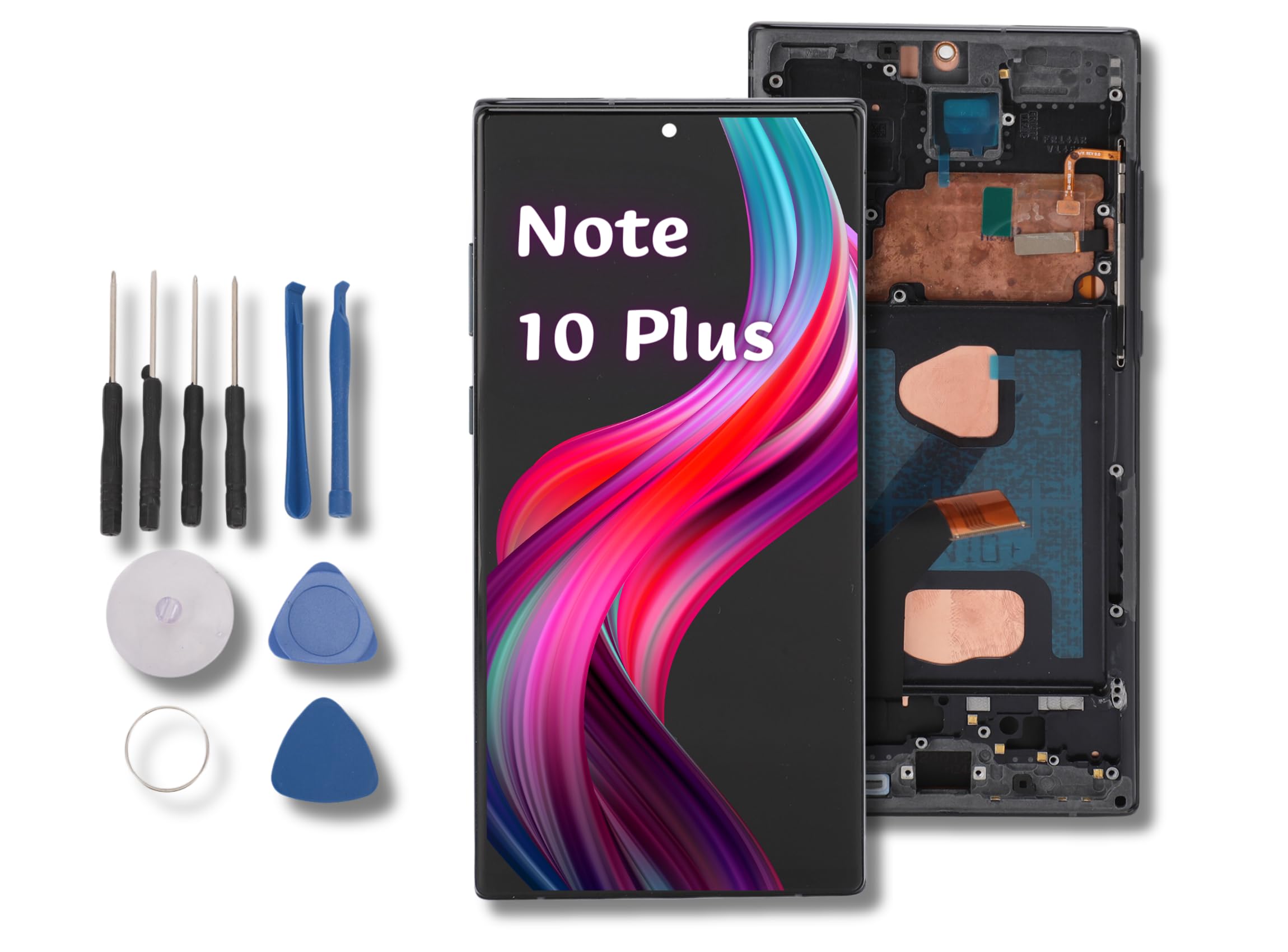 Dpofirs LCD Screen Replacement for Note 10 Plus, TFT LCD Display Phone Touch Screen, Note 10 Plus Screen Replacement Kit, Digitizer Assembly with Frame and Repair Tools