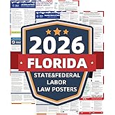 2026 Florida State and Federal Labor Laws Poster - English & Spanish Combo - OSHA Workplace Compliant - UV Waterproof Laminated 24" x 36" - Mandatory Regulations Posting for Employees
