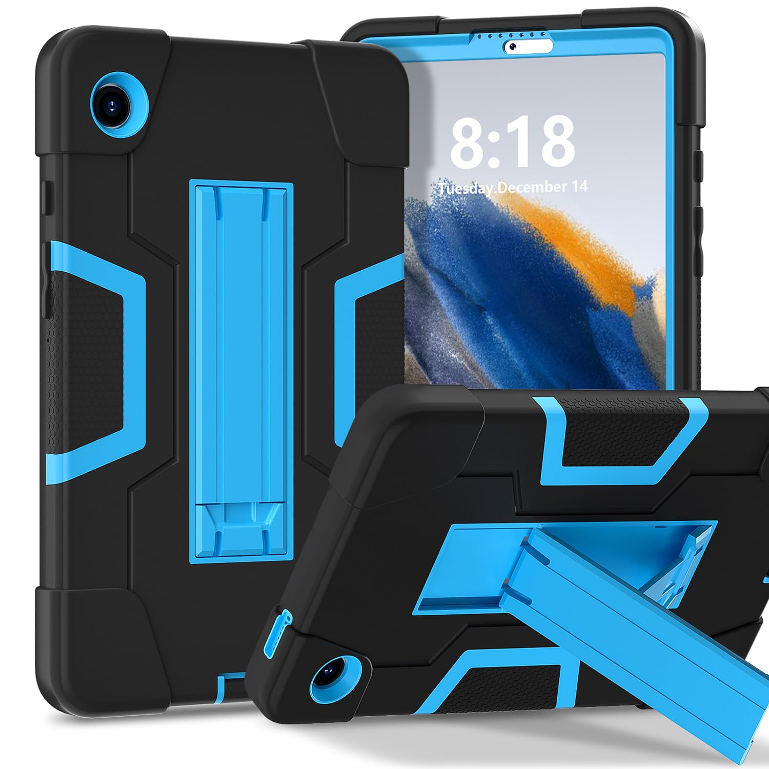 Photo 1 of Meifei Case for Galaxy Tab A9 8.7 2023 Case, Heavy Duty Hard PC Soft Silicone Shockproof High Impact Protective Case for Samsung Galaxy Tab A9 8.7 Inch 2023 SM-X110 SM-X115 (Black+Blue)