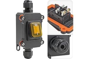 Waterproof Inline Rocker Switch Box DC 12V–24V 20A Lighted ON/Off Power Toggle Switch for Equipment & Automotive, Outdoor Hea