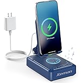 Jteman Gifts for Men Women - Bluetooth Speaker with Cell Phone Stand and Wireless Charger,Wireless Charging Stand Phone Holder for Desk Birthday Gift Idea for Dad Mom (Blue)