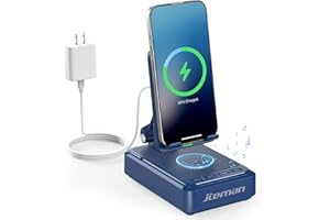 Jteman Gifts for Men Women - Bluetooth Speaker with Cell Phone Stand and Wireless Charger,Wireless Charging Stand Phone Holde