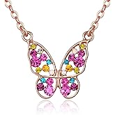EVEVIC Austrian Crystal Butterfly Pendant Necklaces for Women 14K Gold Plated Rhinestone Necklace Hypoallergenic Jewelry Gifts