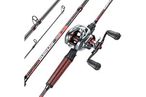 Sougayilang Fishing Rod and Reel Combo, Baitcasting Combo, Baitcast Reelwith 2-Piece Durable Fiberglass Wrapped Carbon Fiber 