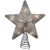 Kurt Adler 10-Inch Silver Star Treetop with 10 Mini UL Lights