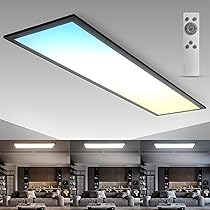 B.K.Licht – Pannello LED con telecomando, piatto, regolabile da bianco caldo a bianco freddo, pannelli led, pannelli led soffitto, pannelli luminosi LED, luce pannello led, 100x25x6,5 cm, nero
