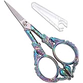 YOUGUOM Sewing Embroidery Scissors, Small Craft Shears with Cover | Sharp Tip, for Crochet, Needlework, Yarn, Cross Stitch, Quilting Tools, Detail Thread Snips, 4.6in, Rainbow Cute Bird