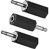 RFAdapter Adaptador mono a estéreo de 0.138 in, paquete de 3 conectores macho mono de 0.138 in 1/8 pulgadas a conector hembra