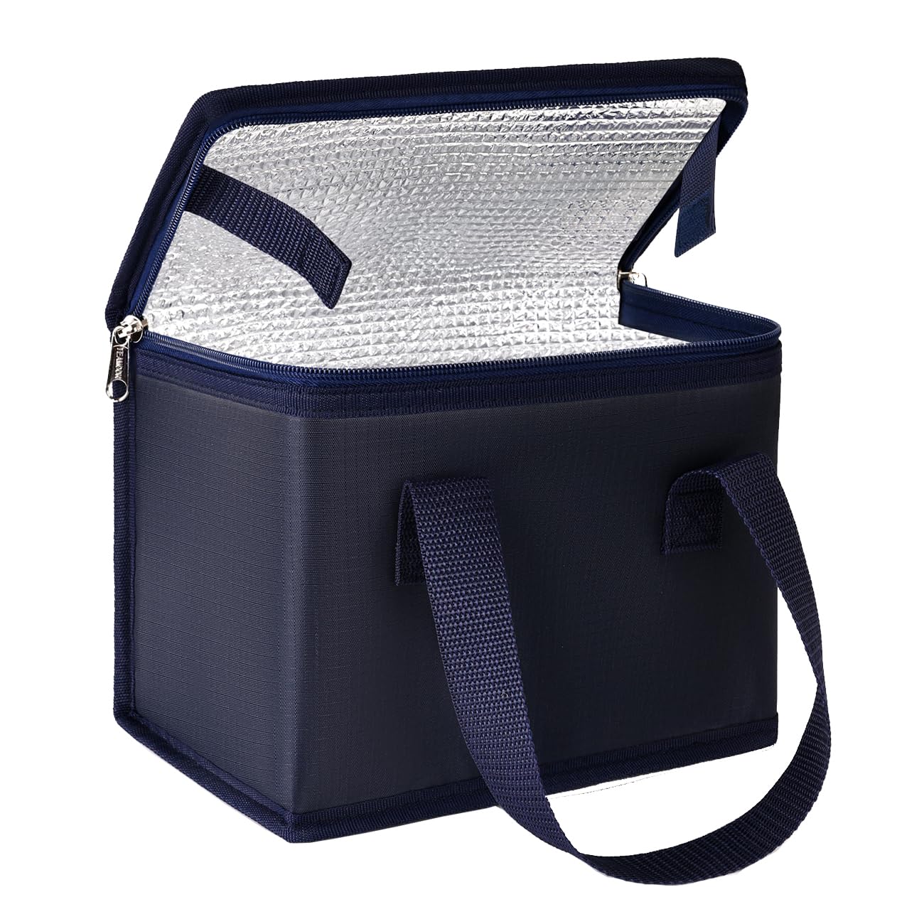 TEAMOOK Folding Lunch Bag Insulated Lunch Box Cool Bag Navy Blue 4-6 cans