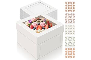 ESSENYA 15 PCS Cake Boxes 12 Inch, 12x12x8 Tall Cake Box, 12 Inch Cake Box with Window, White Bakery Boxes, Large Baking Boxes, Cajas Para Pasteles, 12x12 Cake Boxes for Birthday, Wedding, Party, Business