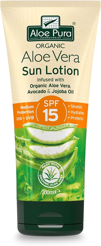 Aloe Pura Sun Cream Lotion SPF 15 Aloe Vera 200ml UVA UVB Protection