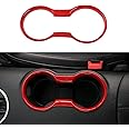 RT-TCZ Cup Holder Cover Frame Trim Interior Accessories for Ford Mustang 2015-2022 (Red)