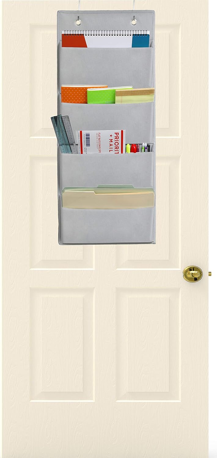 4 Pockets - Wall Mount/Over Door Office Supplies File Document Organizer Holder : Office Products