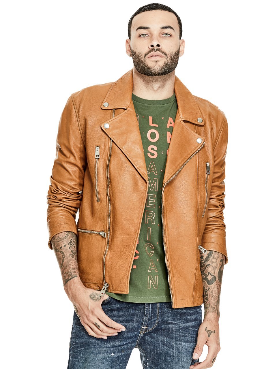 guess leather biker jacket