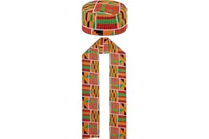 Jiuguva 2 Pcs African Hats for Men Pattern African Kente Kufi Hats and Stole Sash for Black History