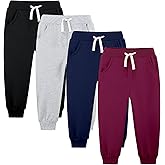 Avsead 4 Pack Toddler and Kids Girls Sweatpants Joggers Cotton Athletic Sweat Pants with Pocket Drawstring 2-16Y
