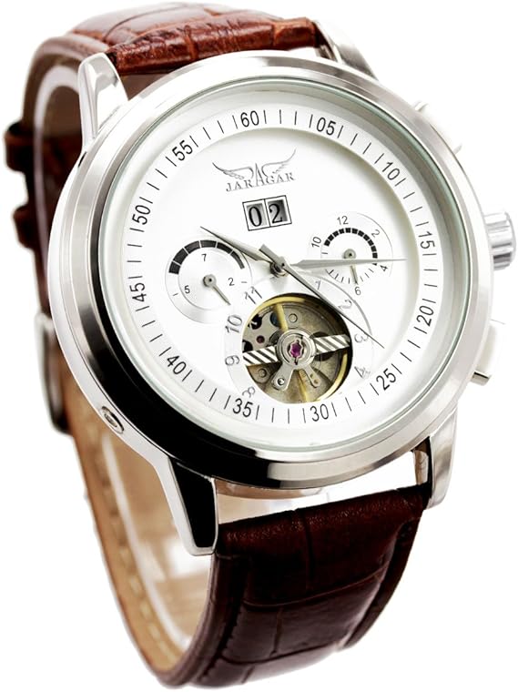 Amazon 自動巻き 腕時計 革ベルト メンズ スケルトン ウォッチ g92 シルバー ホワイト 腕時計 腕時計 通販