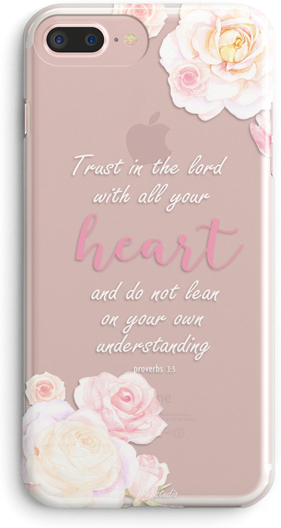 iPhone 6 Plus Case,iPhone 6s Plus Case,Flowers Girls Cute Bible Verses Quote Floral Christian Inspirational Roses Pink Proverbs 3:5 Trust Lord with Heart Soft Clear Case Compatible for iPhone 6s Plus