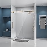 DELAVIN Frameless Shower Door, 56-60" W x 75" H Sliding Glass Shower Door, 5/16"(8mm) SGCC Certified Clear Tempered Glass wit