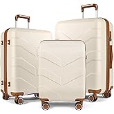 TILYMOL Luggage Sets 3 Piece with Spinner Wheel, Hardside Suitcase Set with TSA Lock, Expandable Lightweight Travel Luggage for Men and Women, White