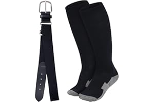 Dxhycc Youth Baseball Socks and Belt Combo Set Adjustable Softball Baseball Socks and Elastic Waist Belt for Boys Girls