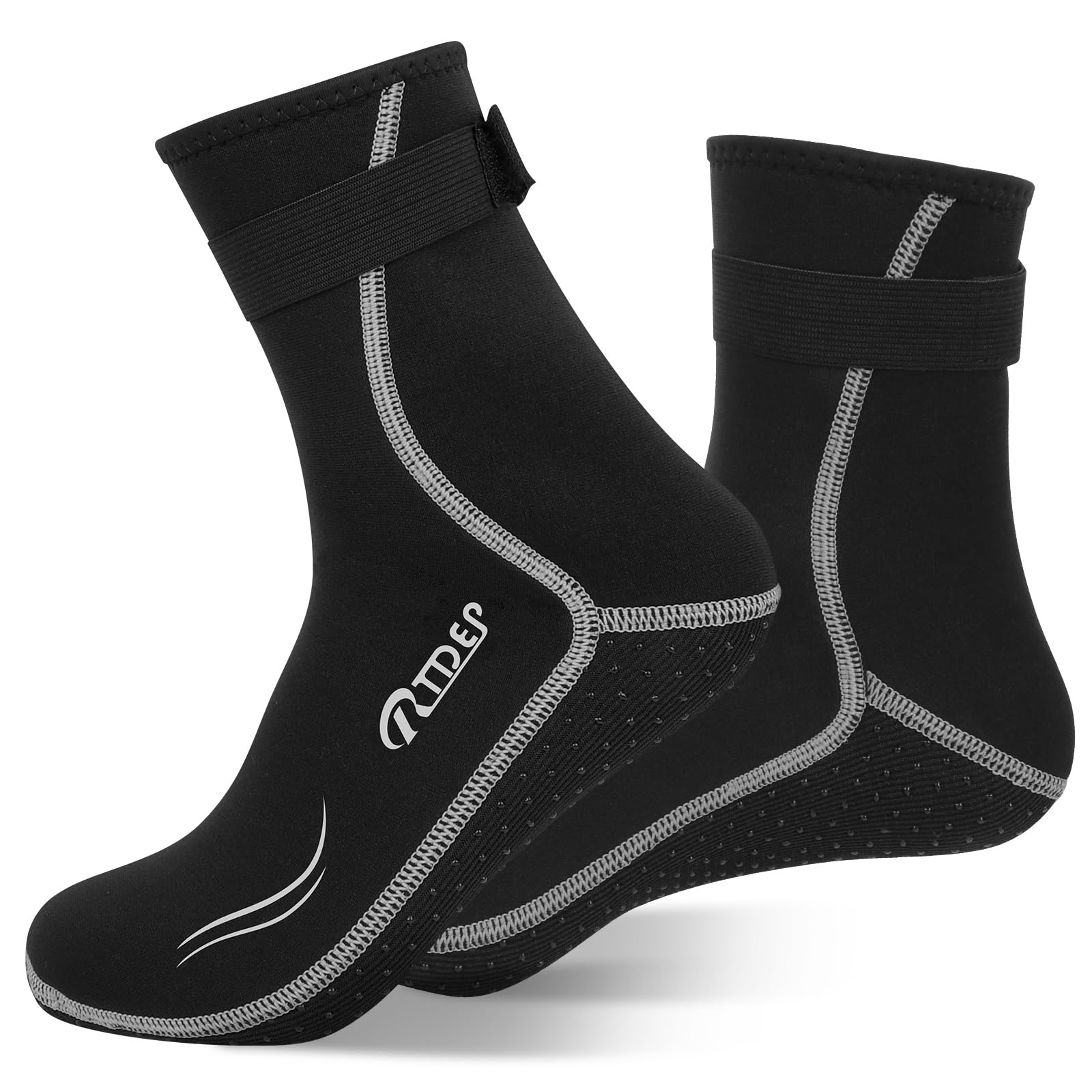 Rtdep Neoprene Socks, 3mm Wetsuit Sock, Swim Socks Women Men, Anti-Slip Thermal Swimming Socks, Water Sock for Diving Snorkeling Cold Water Swim Sea Sailing Kayaking（M）