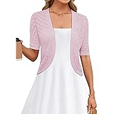 LOMON Womens Cropped Cardigan Short Sleeve Bolero Shrug Sweater Open Front Lightweight