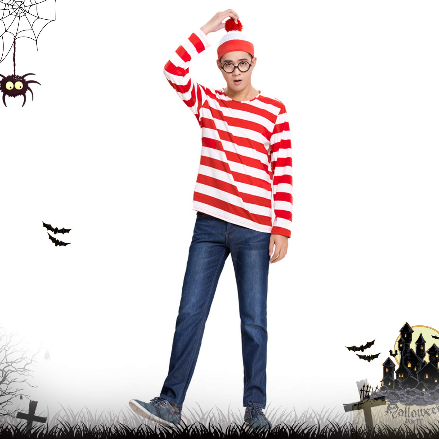 Mua ウォーリー コスプレ 仮装 ウォーリーを探せ ハロウィン コスチューム ハロウィン 衣装 ウォーリー風 Xl 男性 Tren Amazon Nhật Chinh Hang Fado
