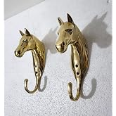 DECORVOID Brass Horse Head Wall Hooks &ndash; Set of 2 Sculptural Coat Hooks for Home, Office &amp; Restaurant Decor