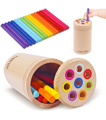 Wooden Montessori Color Sorting Toy For Toddlers 1-3 Years - Fine Motor Skills, Sensory Matching Game With Storage Bucket